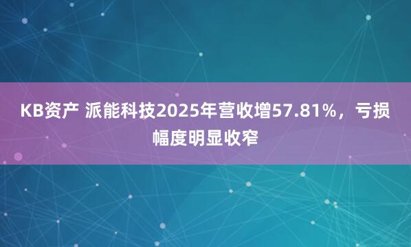 KB资产 派能科技2025年营收增57.81%,亏损幅度明显收窄